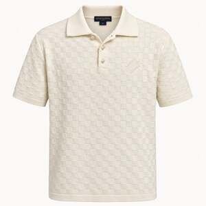 Louis Vuitton Ivory Damier Jacquard Knit Polo Shirt XL